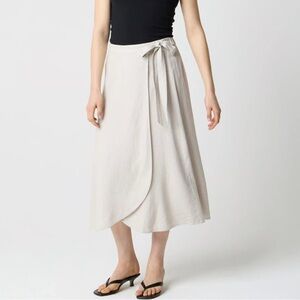 J. Crew Linen Viscose Natural Tan Cream Midi Wrap Skirt XS NWT